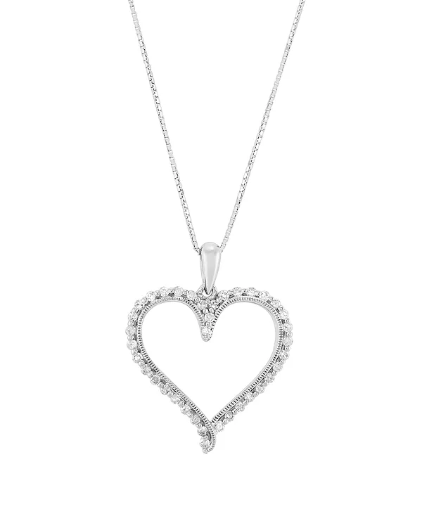 Ожерелье с кулоном в виде сердца с бриллиантами (1/4 карата) из 10-каратного белого золота Macy'S, silver
