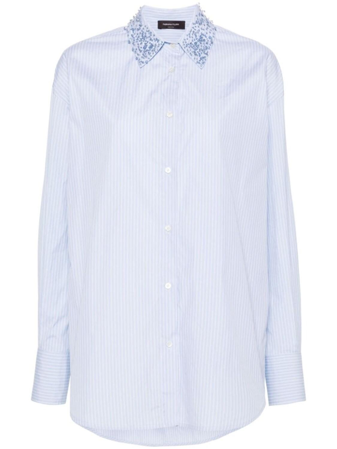 Полосатая рубашка с кристаллами Fabiana Filippi, синий
Полосатая рубашка с кристаллами Fabiana Filippi, синий