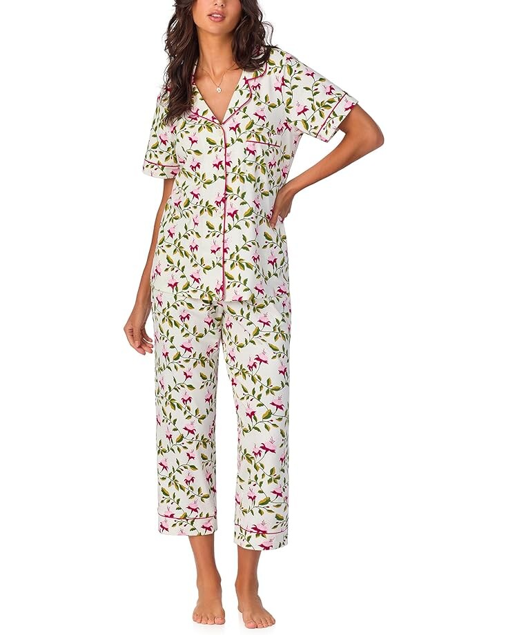 Пижама Bedhead PJs Short Sleeve Cotton Knit Cropped Pajama Set, цвет Dancing Fuchsias 
Пижама Bedhead PJs Short Sleeve Cotton Knit Cropped Pajama Set, цвет Dancing Fuchsias
