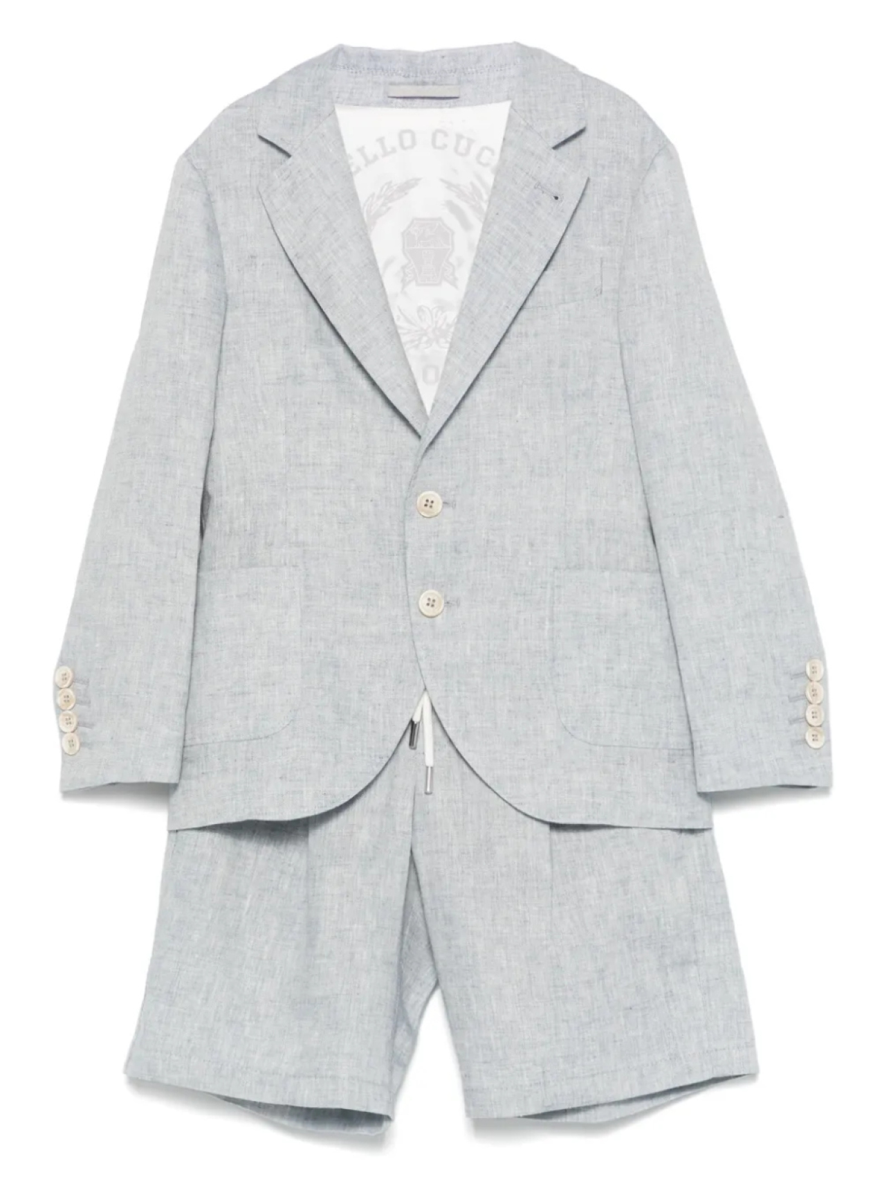 Brunello Cucinelli Kids льняной костюм с шортами, синий
Brunello Cucinelli Kids льняной костюм с шортами, синий