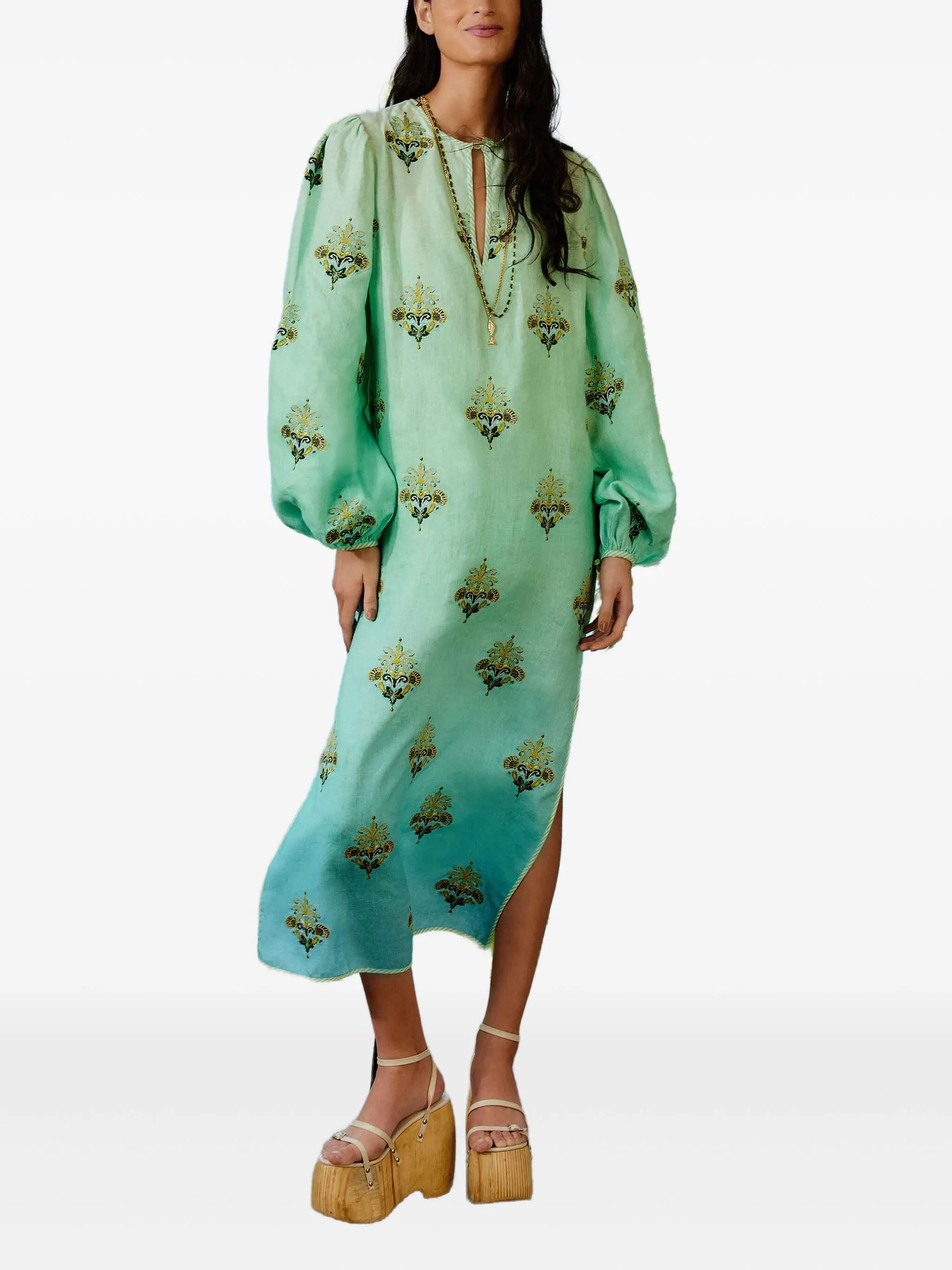 Платье миди с длинными рукавами Farm Rio, зеленый
Платье миди с длинными рукавами Farm Rio, зеленый