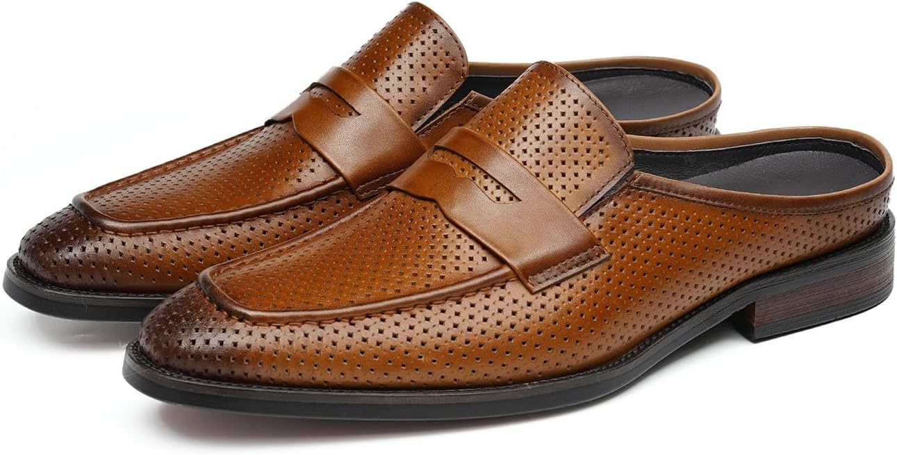 Мужские лоферы Santimon, Удобная одежда: кожаные мюли и сабо, Тапочки с открытой спинкой Business Casual, Дышащая летняя обувь для мужчин для уличного отдыха, коричневый
Мужские лоферы Santimon, Удобная одежда: кожаные мюли и сабо, Тапочки с открытой спинкой Business Casual, Дышащая летняя обувь для мужчин для уличного отдыха, коричневый