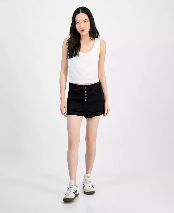 Джинсовые шорты с высокой посадкой и эффектом разрушения, на пуговицах, для подростков Indigo Rein, черный
Джинсовые шорты с высокой посадкой и эффектом разрушения, на пуговицах, для подростков Indigo Rein, черный