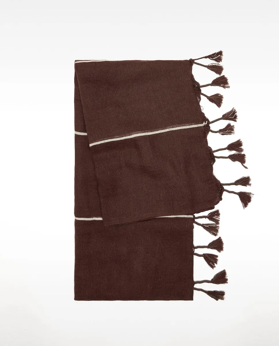 Платок с бахромой и полосатым принтом Parfois, темно-коричневый
Платок с бахромой и полосатым принтом Parfois, темно-коричневый