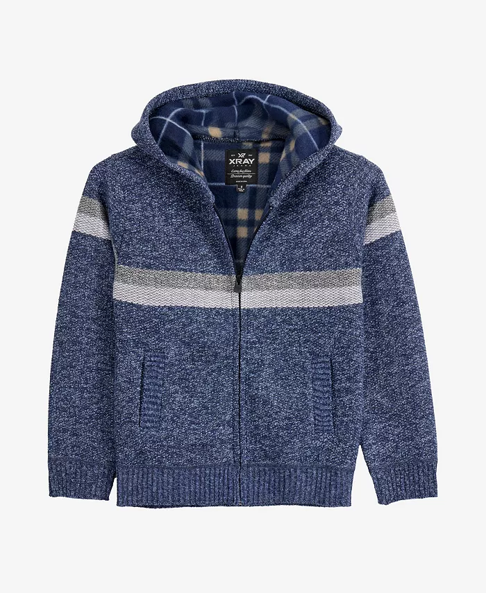 Свитер с капюшоном, застежкой-молнией, полосками и подкладкой из искусственной овчины для мальчиков XRAY, синий
Свитер с капюшоном, застежкой-молнией, полосками и подкладкой из искусственной овчины для мальчиков XRAY, синий