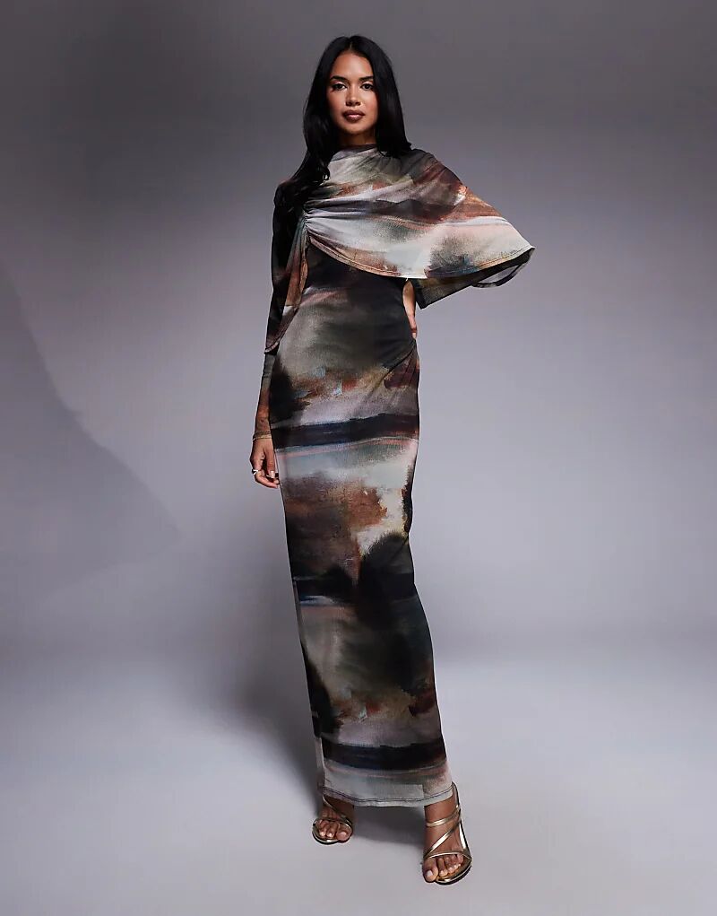 Платье-накидка макси Daska через плечо с абстрактным принтом
Платье-накидка макси Daska через плечо с абстрактным принтом