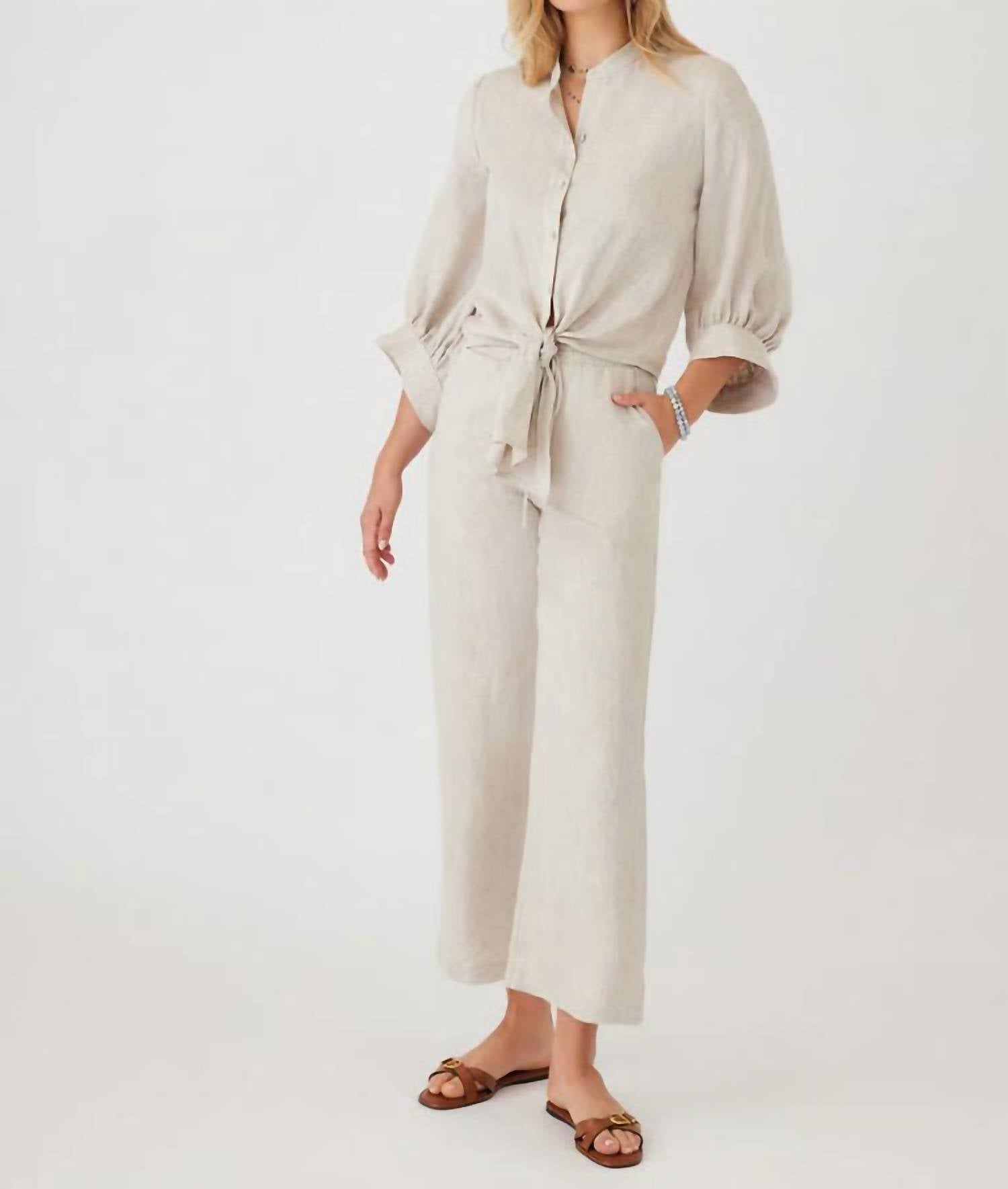 Брюки на завязках цвета овсянки Karen Kane, цвет oatmeal
Брюки на завязках цвета овсянки Karen Kane, цвет oatmeal