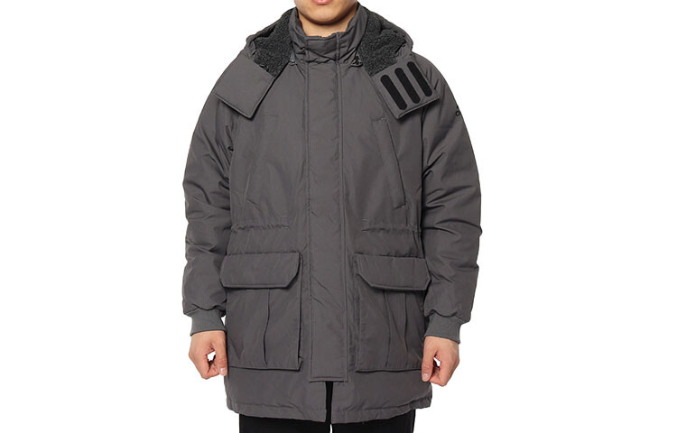 Пуховик мужской серый Adidas, серый 
Пуховик мужской серый Adidas, серый