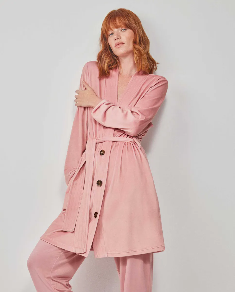 Женский флисовый халат с пуговицами и поясом Gisela, розовый
Женский флисовый халат с пуговицами и поясом Gisela, розовый