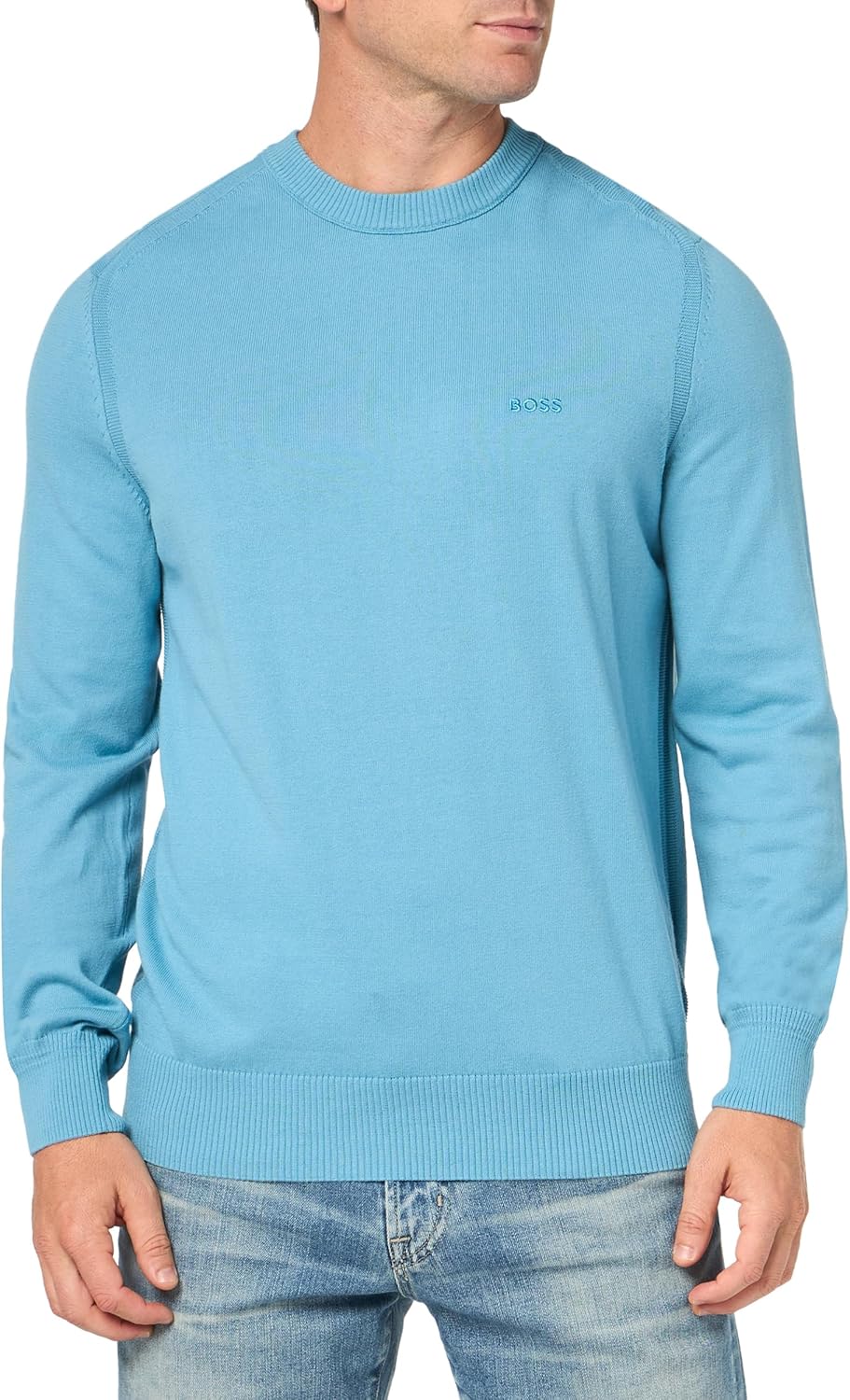 BOSS Мужской свитер с V-образным вырезом и небольшим логотипом из хлопковой смеси, Niagara Blue
BOSS Мужской свитер с V-образным вырезом и небольшим логотипом из хлопковой смеси, Niagara Blue
