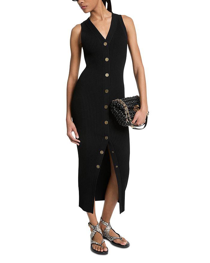 V-образный вырез платья без рукавов на пуговицах Michael Kors, черный
V-образный вырез платья без рукавов на пуговицах Michael Kors, черный