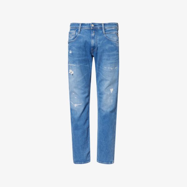 Джинсы Replay Anbass скинни с эффектом потертости, синий
Джинсы Replay Anbass скинни с эффектом потертости, синий