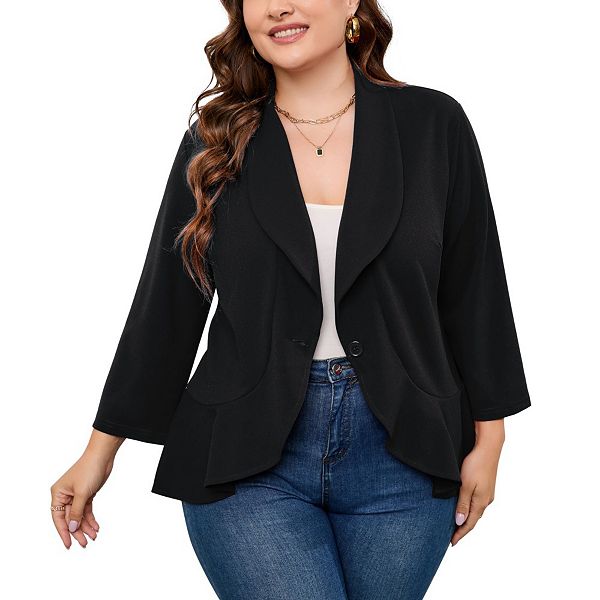 Женский блейзер плюс сайз с открытой застежкой для офиса Yesfashion, Black
Женский блейзер плюс сайз с открытой застежкой для офиса Yesfashion, Black