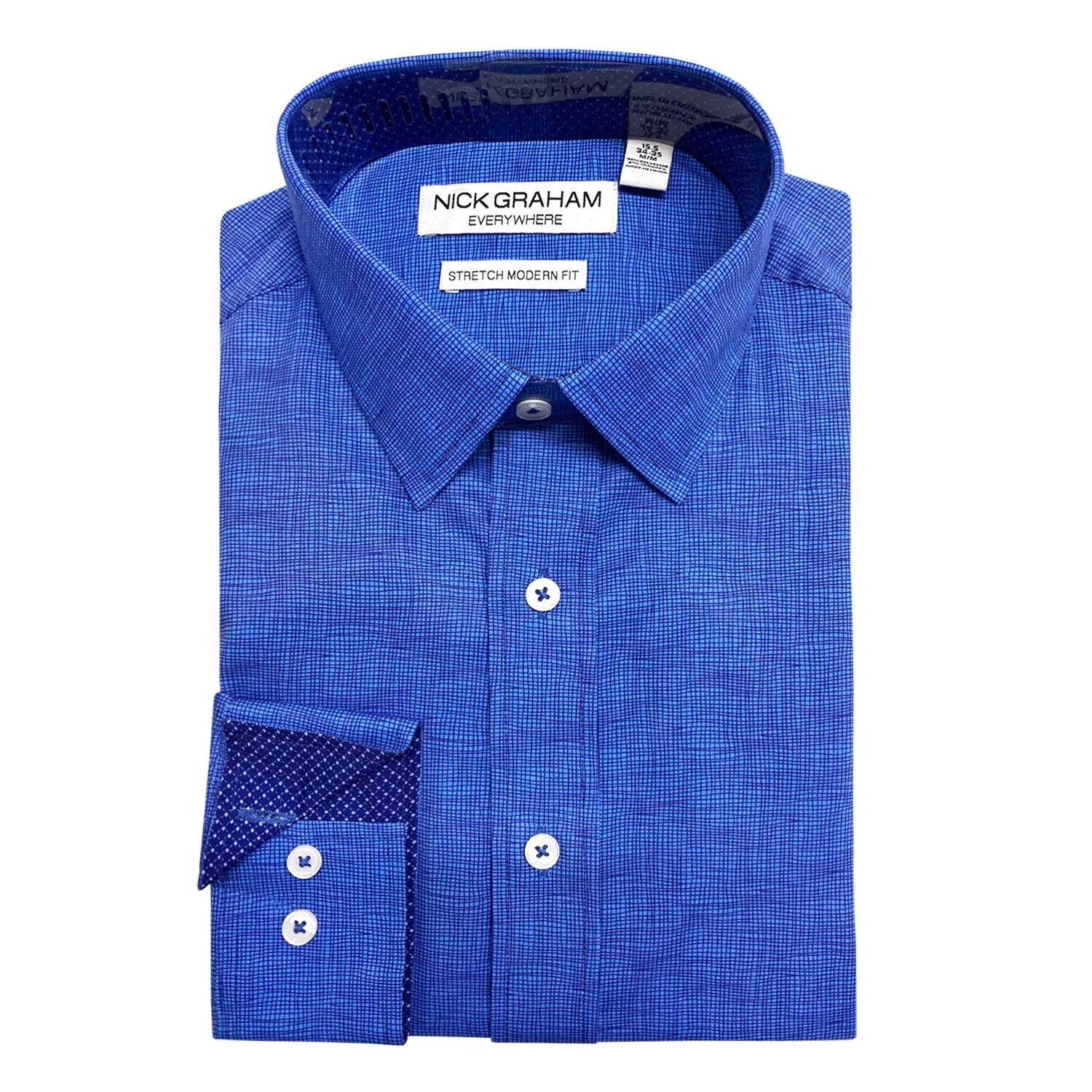 Мужская классическая рубашка-стрейч современного кроя из коллекции Traveler Collection Performance Nick Graham 
Мужская классическая рубашка-стрейч современного кроя из коллекции Traveler Collection Performance Nick Graham