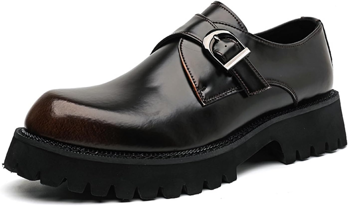 Мужские кожаные лоферы на платформе без шнуровки с модной пряжкой, круглым носком и рифленой подошвой, повседневные и деловые туфли на плоской подошве Nejkg, коричневый
Мужские кожаные лоферы на платформе без шнуровки с модной пряжкой, круглым носком и рифленой подошвой, повседневные и деловые туфли на плоской подошве Nejkg, коричневый