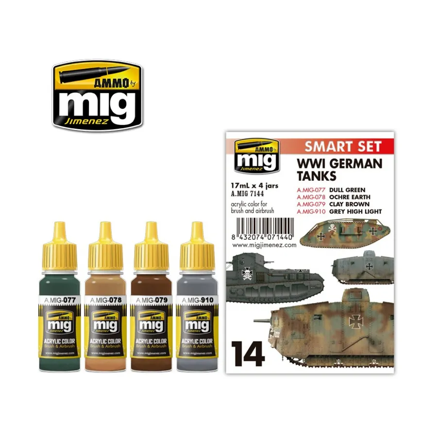 Немецкие танки Первой мировой войны, Acrylic Paint Sets
Немецкие танки Первой мировой войны, Acrylic Paint Sets