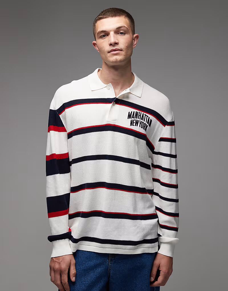 Трикотажная толстовка-поло в полоску, бежевого и тёмно-синего цветов Tommy Jeans
Трикотажная толстовка-поло в полоску, бежевого и тёмно-синего цветов Tommy Jeans