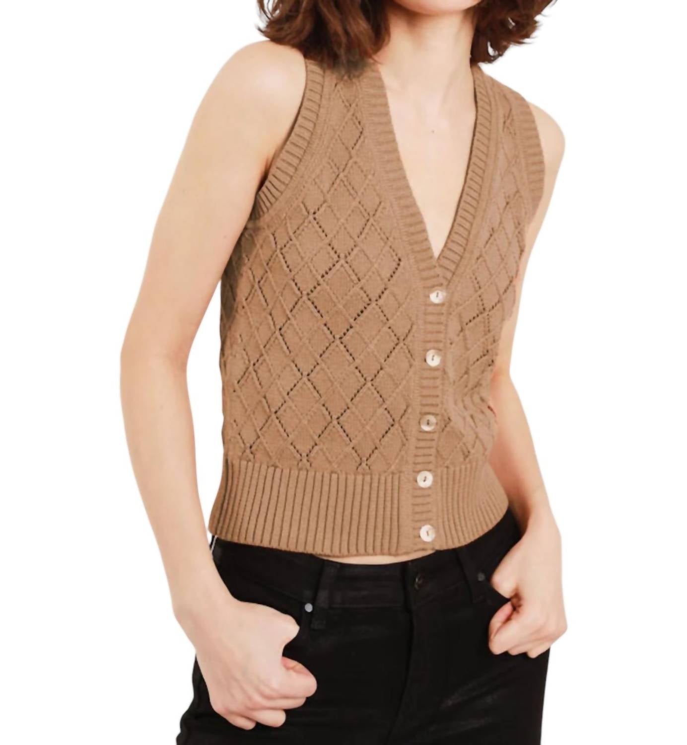 Жилет Camila Lace Argyle коричневого цвета FELLER 
Жилет Camila Lace Argyle коричневого цвета FELLER