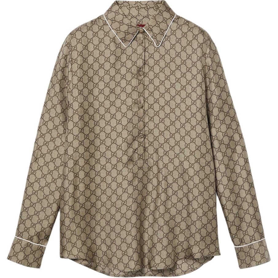 Принтованная твилловая рубашка с длинным рукавом GUCCI, коричневый
Принтованная твилловая рубашка с длинным рукавом GUCCI, коричневый