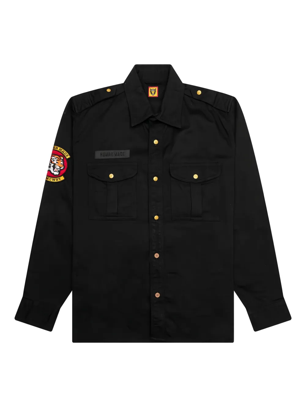 Хлопковая рубашка с тигровыми нашивками Human Made, синий
Хлопковая рубашка с тигровыми нашивками Human Made, синий