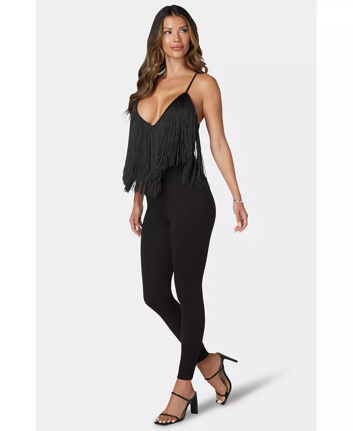 Женский фестивальный комбинезон с бахромой на вороте Bebe, черный
Женский фестивальный комбинезон с бахромой на вороте Bebe, черный
