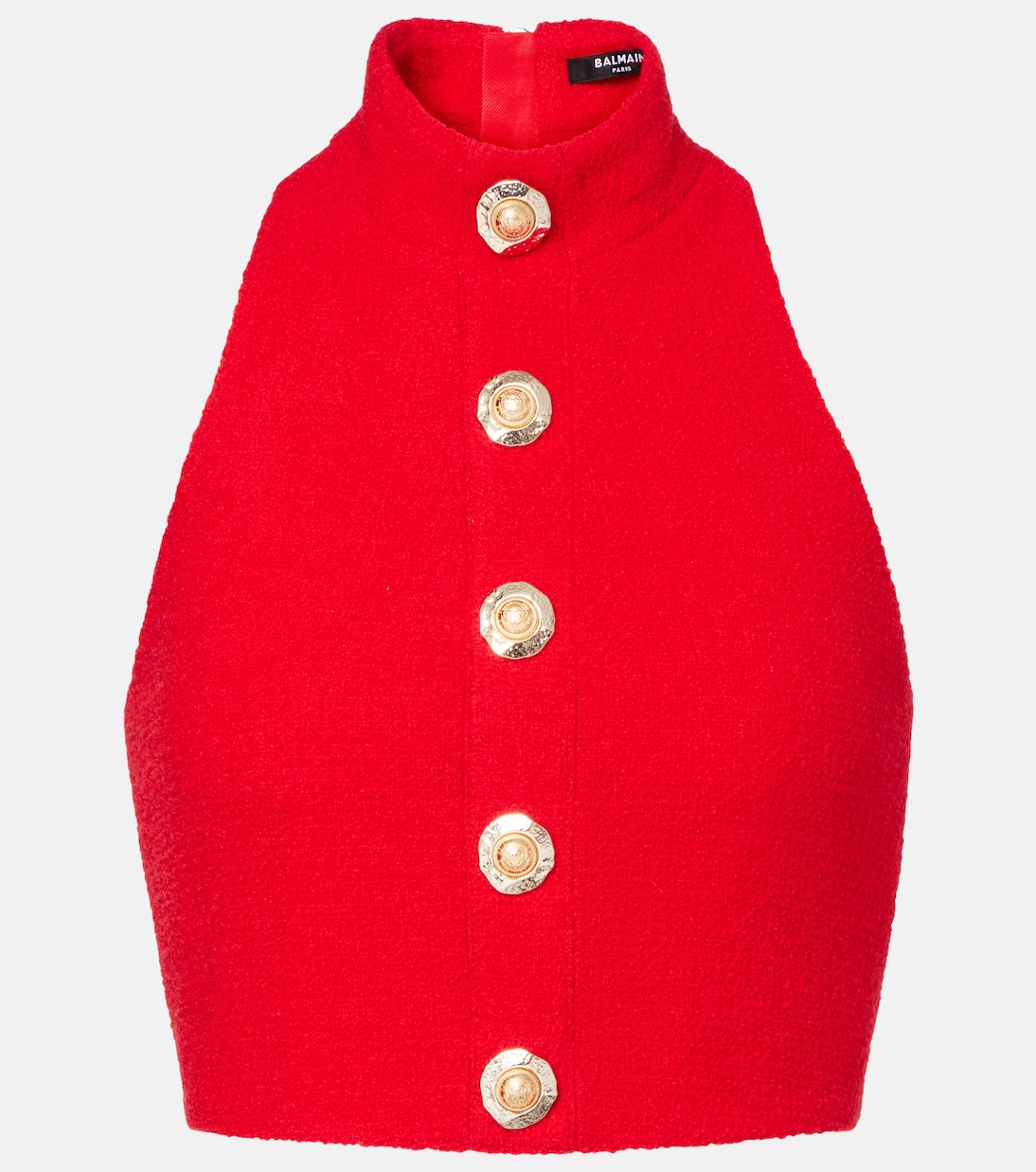 Топ с запахом из шерстяного крепа Balmain, Rouge
Топ с запахом из шерстяного крепа Balmain, Rouge