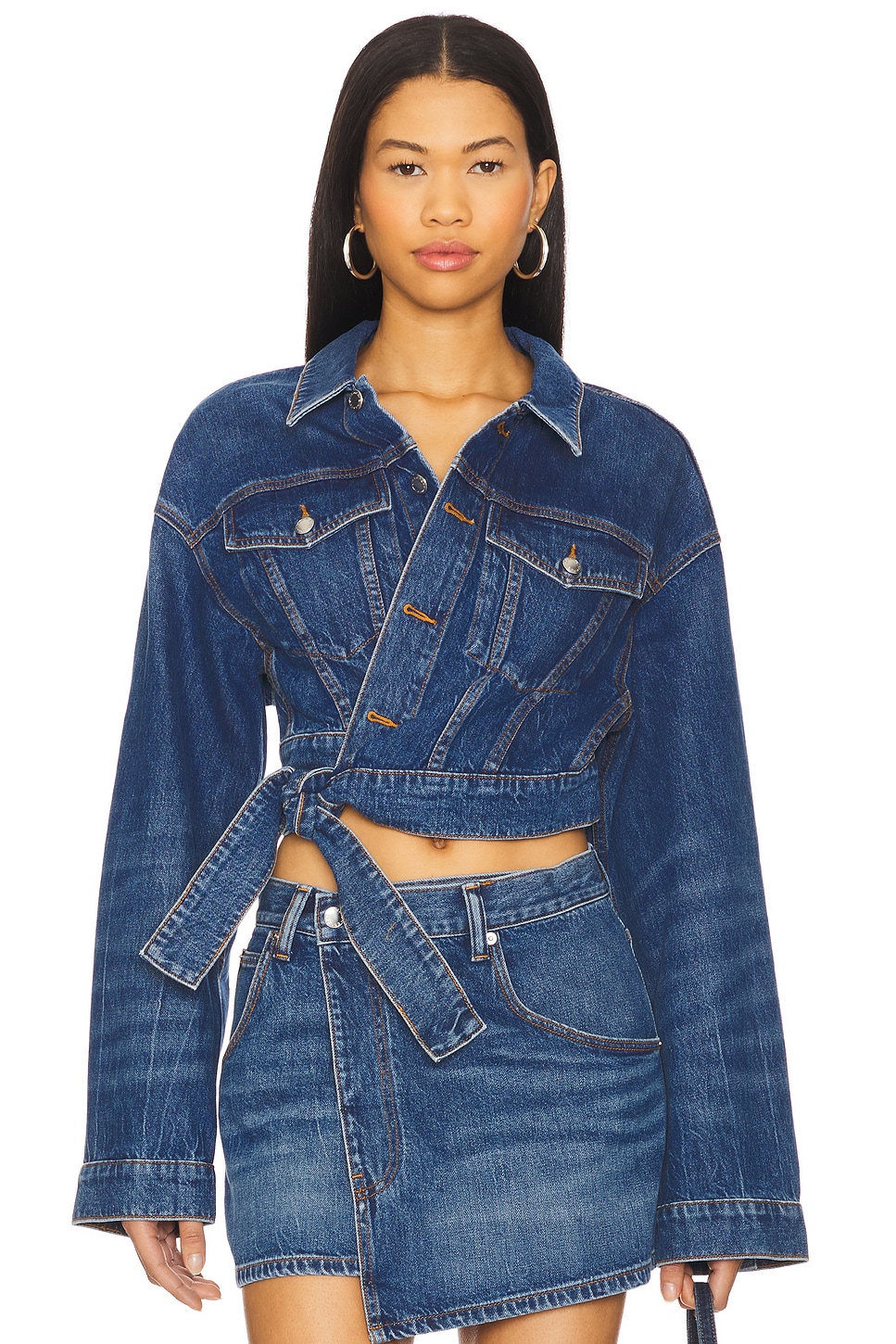 Куртка-тракер в оборках Alexander Wang, deep blue 
Куртка-тракер в оборках Alexander Wang, deep blue