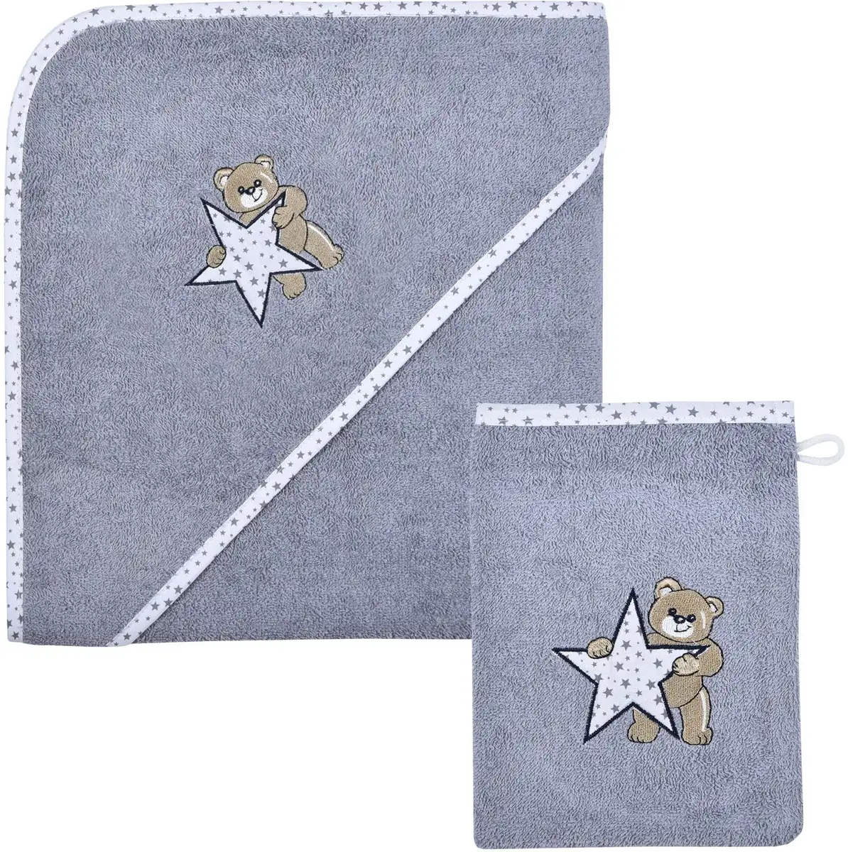 Комплект полотенец Wörner "Банное полотенце с капюшоном Teddy/Star 100/100 с рукавицей", (экономный набор, 2 шт.), с милой плюшевой вышивкой (2 шт.), серый
Комплект полотенец Wörner "Банное полотенце с капюшоном Teddy/Star 100/100 с рукавицей", (экономный набор, 2 шт.), с милой плюшевой вышивкой (2 шт.), серый