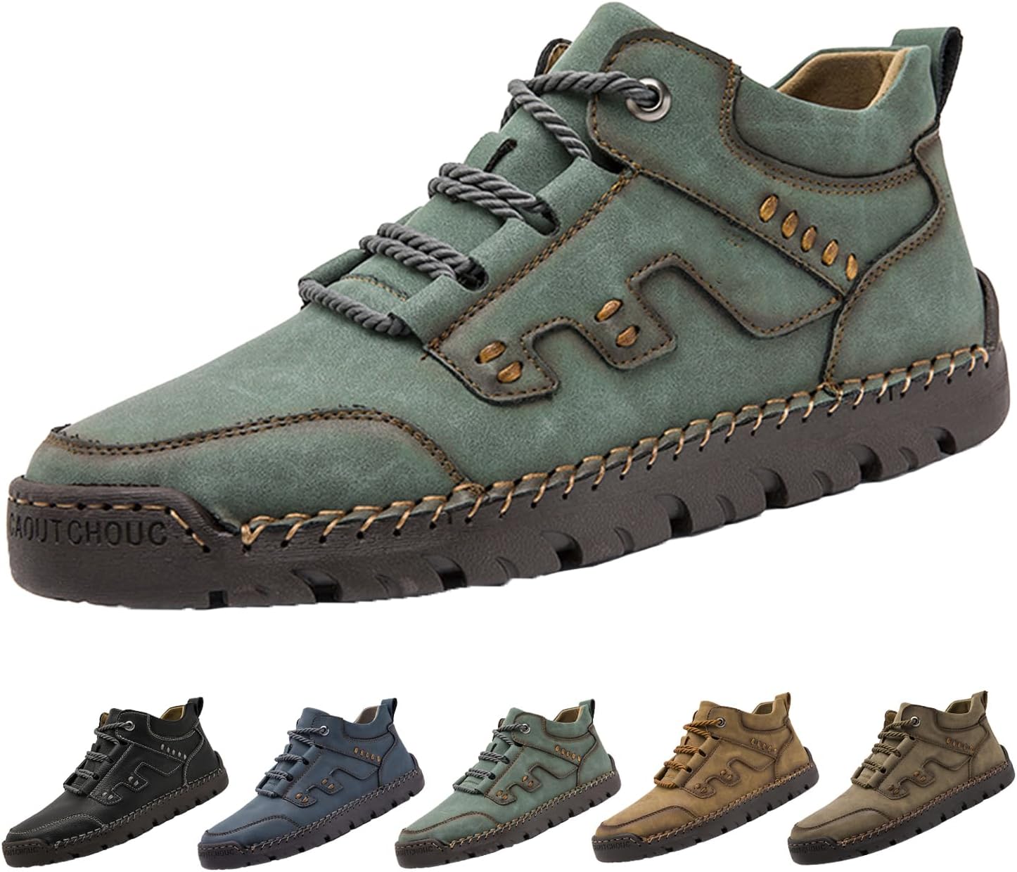 Мужские походные повседневные кожаные туфли, винтажные удобные с ручной строчкой, шнуровкой, водонепроницаемые, противоскользящие кроссовки для треккинга Hneowgn, зеленый
Мужские походные повседневные кожаные туфли, винтажные удобные с ручной строчкой, шнуровкой, водонепроницаемые, противоскользящие кроссовки для треккинга Hneowgn, зеленый