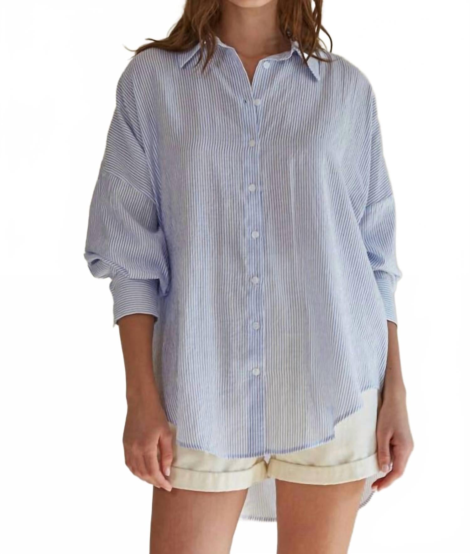 Полосатая рубашка на пуговицах с длинными рукавами в сине-белую полоску By Together
Полосатая рубашка на пуговицах с длинными рукавами в сине-белую полоску By Together