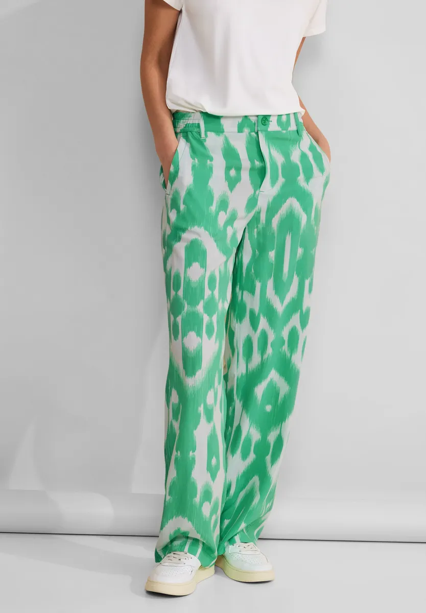 Брюки из ткани STREET ONE, завышенная талия, зеленый
Брюки из ткани STREET ONE, завышенная талия, зеленый