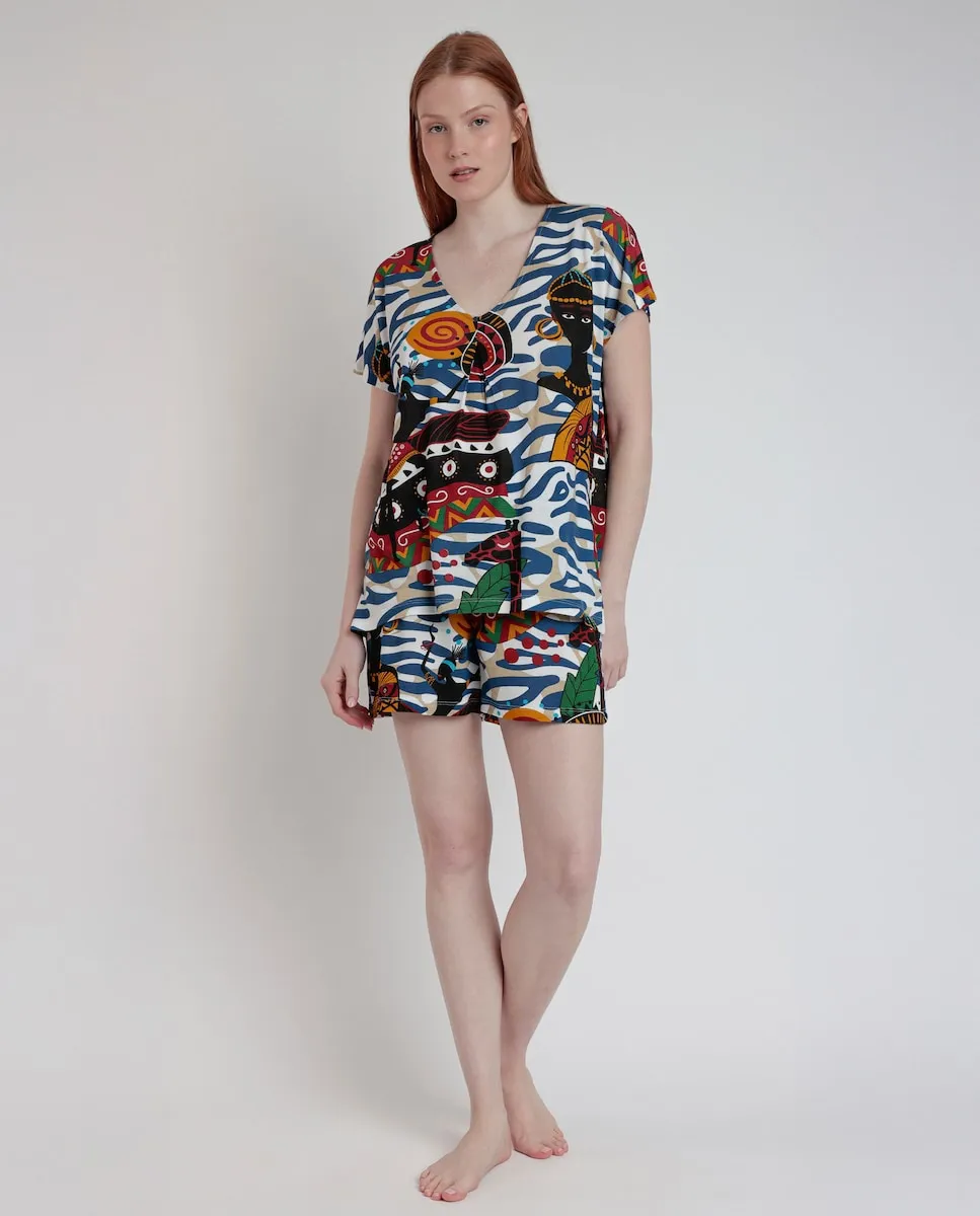 Короткая женская пижама из трикотажного принта Admas, мультиколор
Короткая женская пижама из трикотажного принта Admas, мультиколор