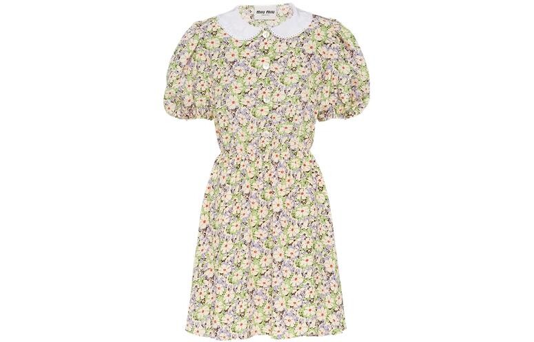 Платье с короткими рукавами женское желтое Miu Miu 
Платье с короткими рукавами женское желтое Miu Miu