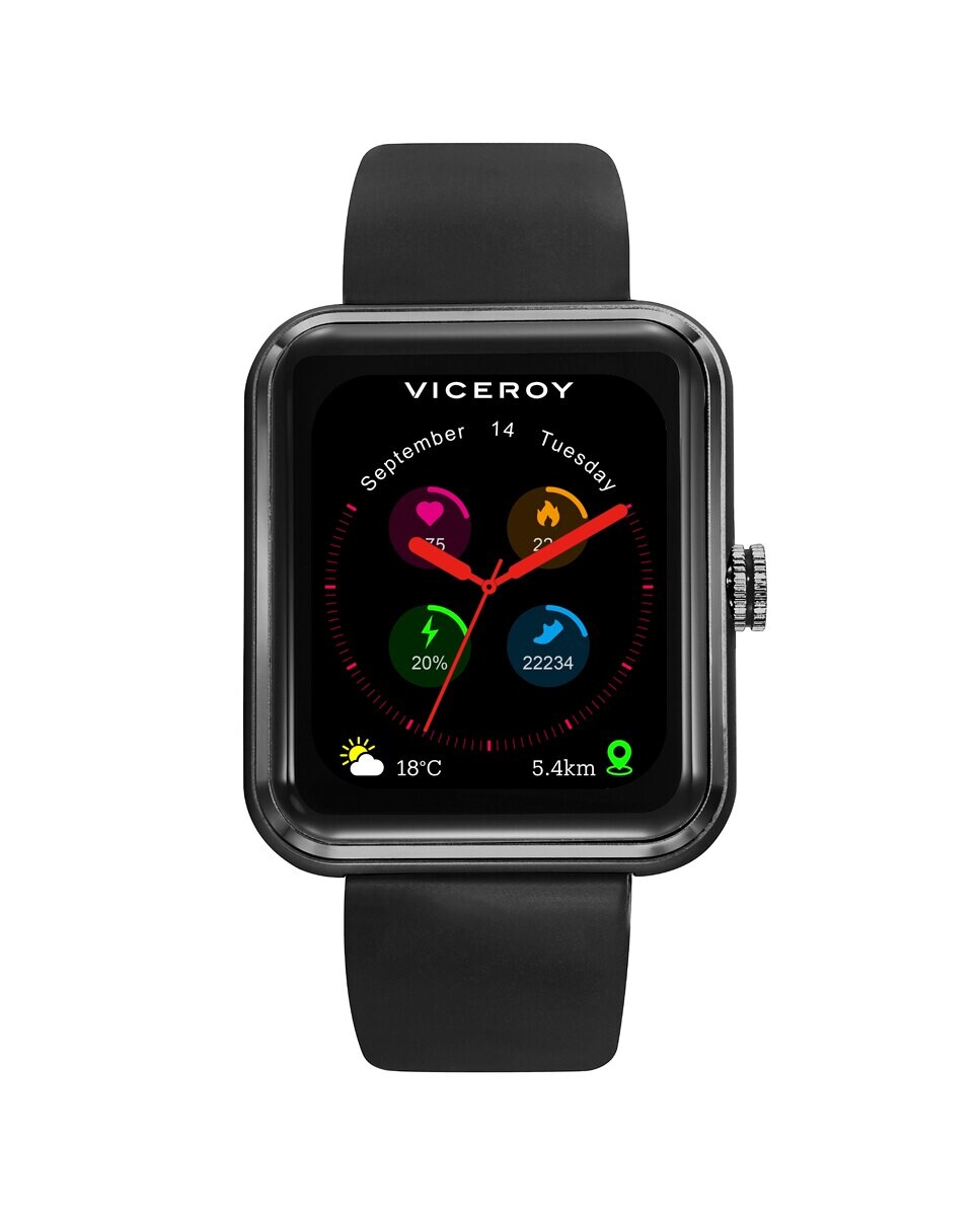 Алюминиевые смарт-часы с черным ремешком Viceroy, черный 
Алюминиевые смарт-часы с черным ремешком Viceroy, черный