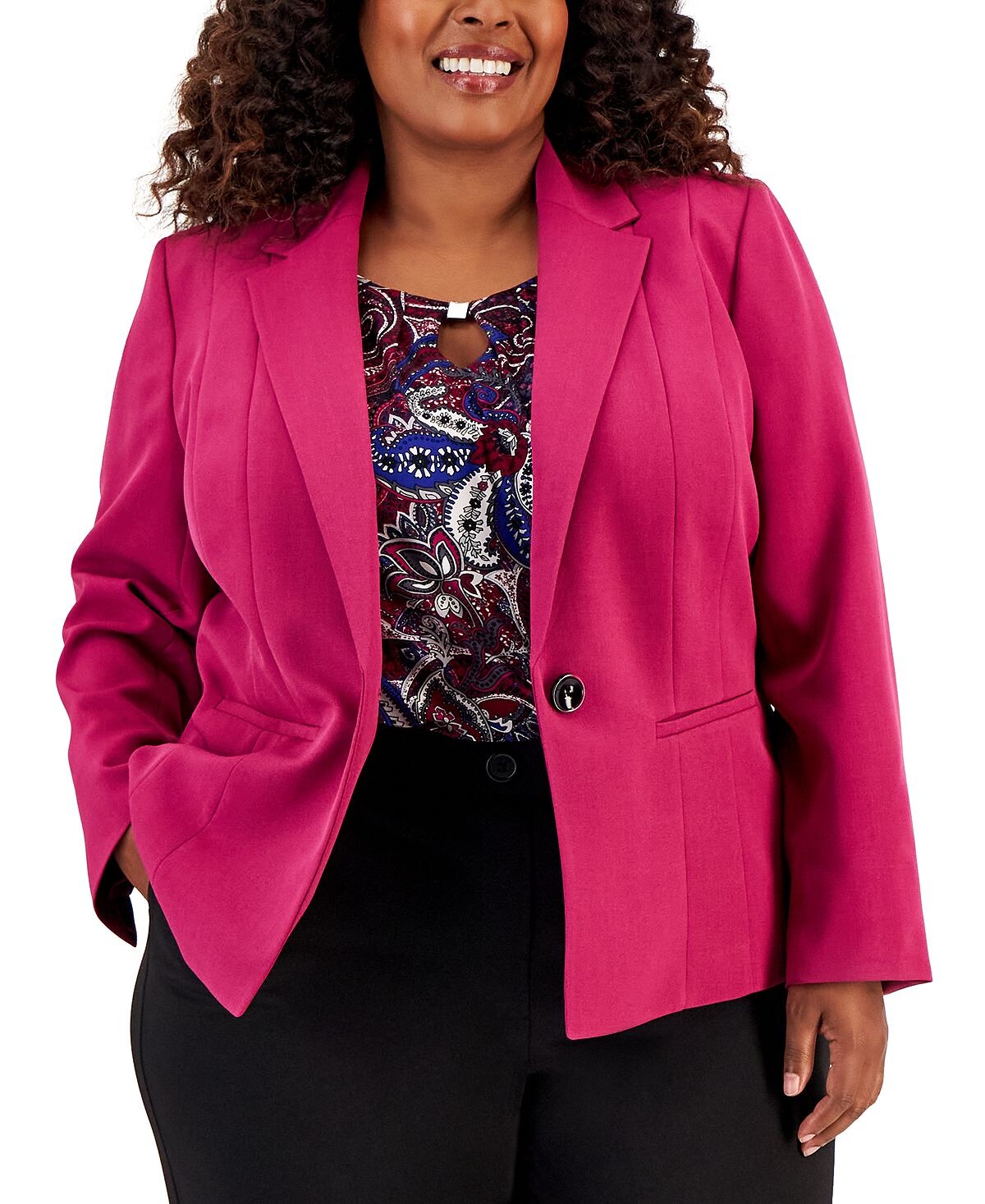 Креповый блейзер больших размеров на одной пуговице Kasper
Креповый блейзер больших размеров на одной пуговице Kasper