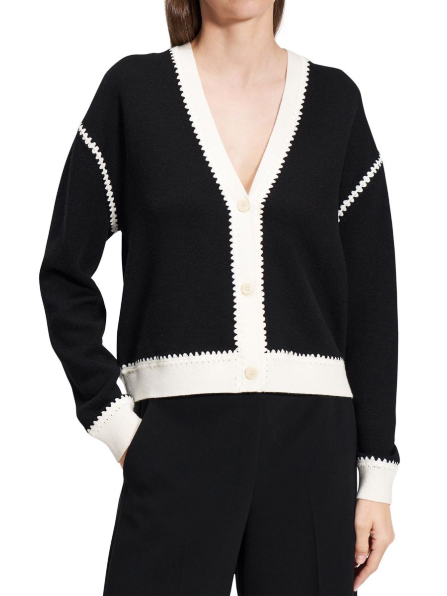 Кардиган из шерстяного одеяла Theory, черный/белый
Кардиган из шерстяного одеяла Theory, черный/белый