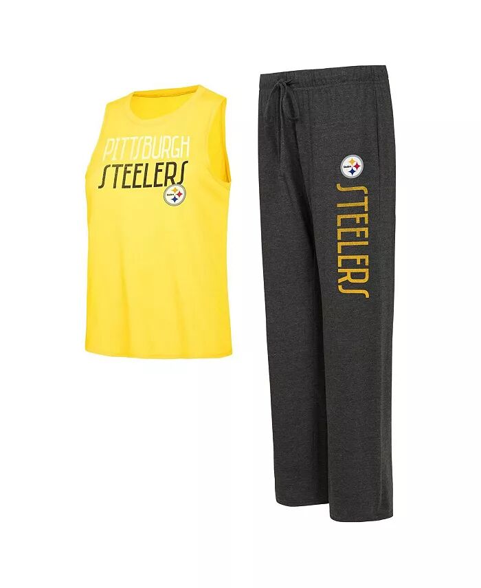 Женский черный, золотистый потертый комплект майки и брюк Pittsburgh Steelers Muscle Lounge Concepts Sport
Женский черный, золотистый потертый комплект майки и брюк Pittsburgh Steelers Muscle Lounge Concepts Sport