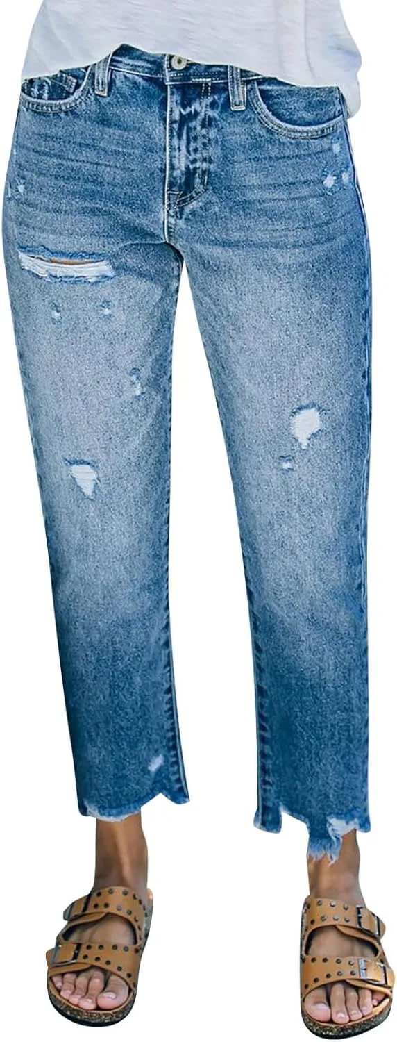 Женские рваные светло-голубые укороченные прямые джинсы Lolvmvchi
Женские рваные светло-голубые укороченные прямые джинсы Lolvmvchi