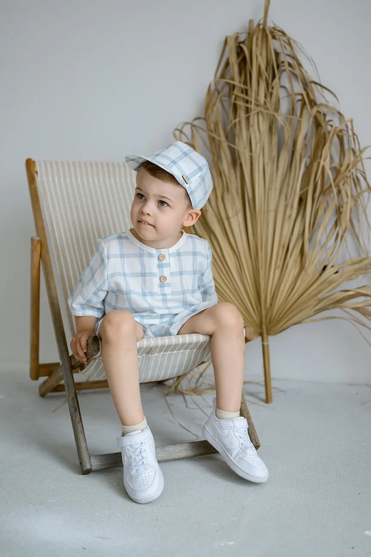 Детская льняная кепка с козырьком RAMSEY Jamiks, синий 
Детская льняная кепка с козырьком RAMSEY Jamiks, синий