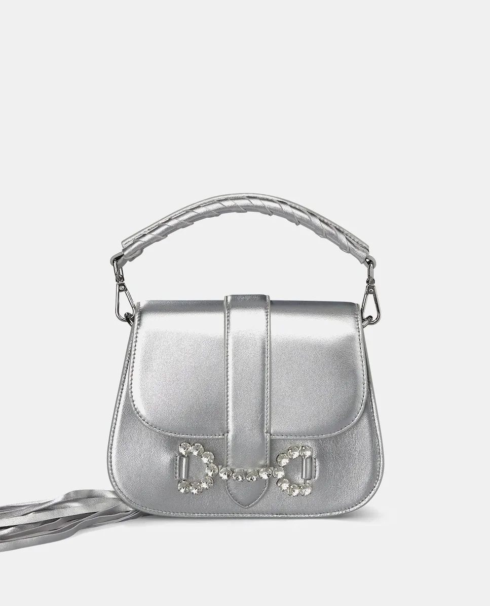 Женская кожаная сумка-бандо с декоративным элементом стремени, украшенная стразами Alma En Pena, серебряный
Женская кожаная сумка-бандо с декоративным элементом стремени, украшенная стразами Alma En Pena, серебряный