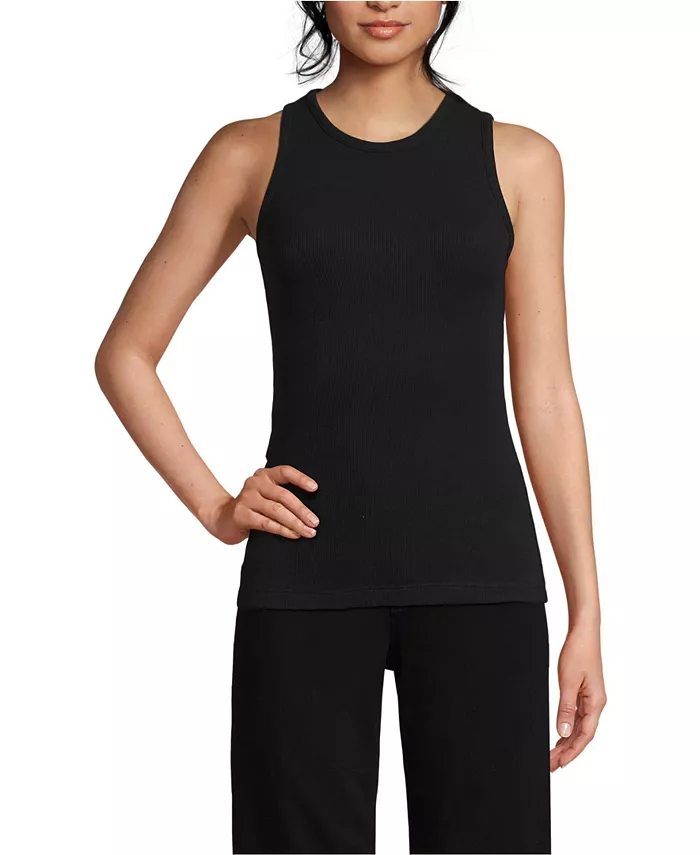 Женская драпированная облегающая майка в рубчик Lands' End, черный
Женская драпированная облегающая майка в рубчик Lands' End, черный