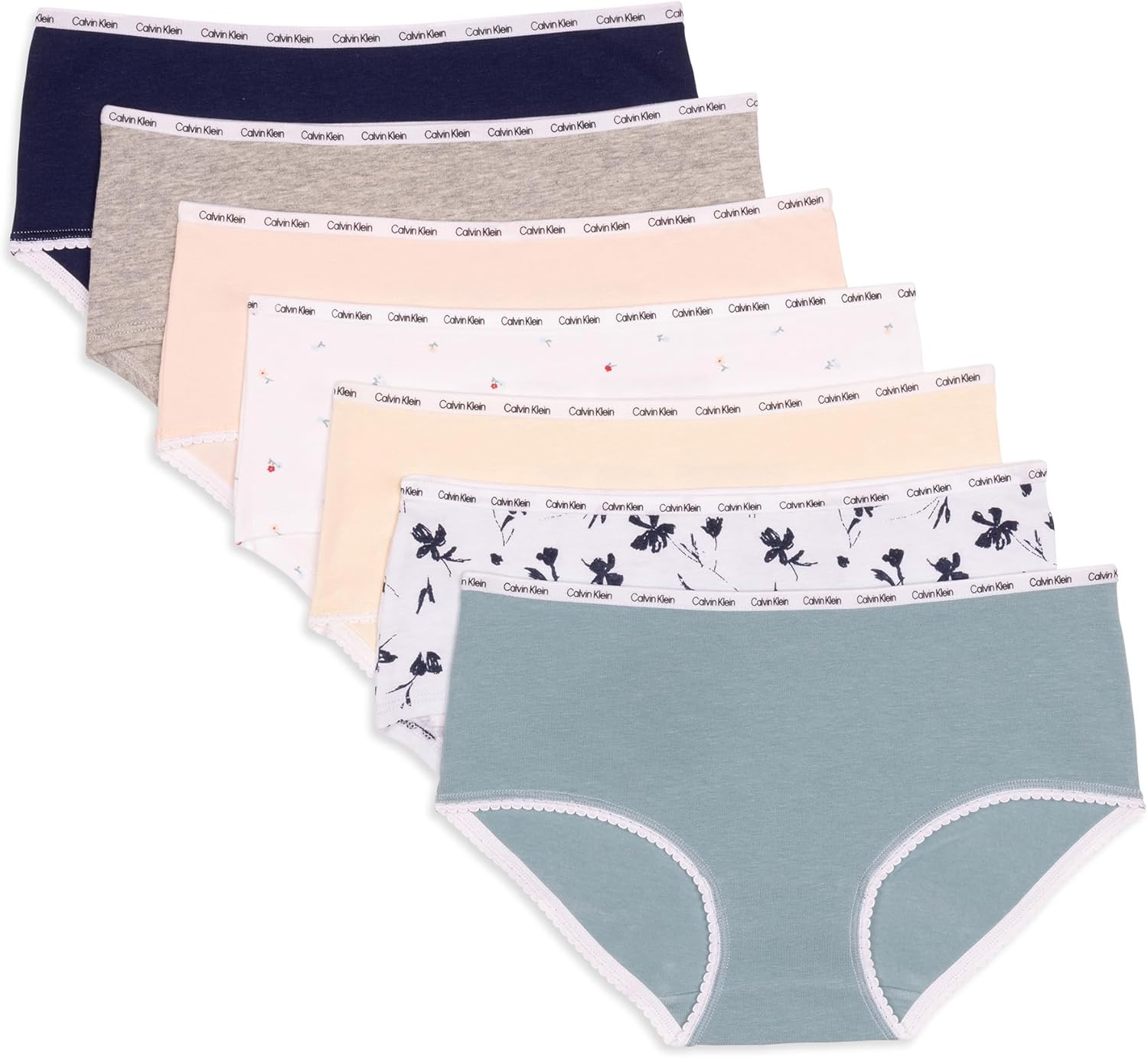 Комплект из 7 пар нижнего белья Calvin Klein Girls, хлопковое хипстерское с отделкой пико, Floral Pack
Комплект из 7 пар нижнего белья Calvin Klein Girls, хлопковое хипстерское с отделкой пико, Floral Pack