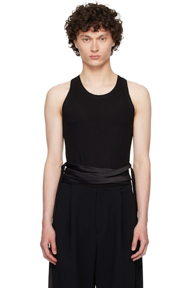 Черная атласная майка с завязками из джерси AARON ESH
Черная атласная майка с завязками из джерси AARON ESH