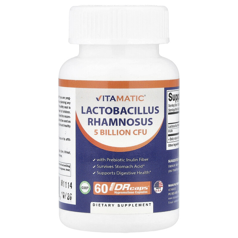 Vitamatic, Lactobacillus rhamnosus, 60 капсул с гипромеллозой DRcaps
Vitamatic, Lactobacillus rhamnosus, 60 капсул с гипромеллозой DRcaps