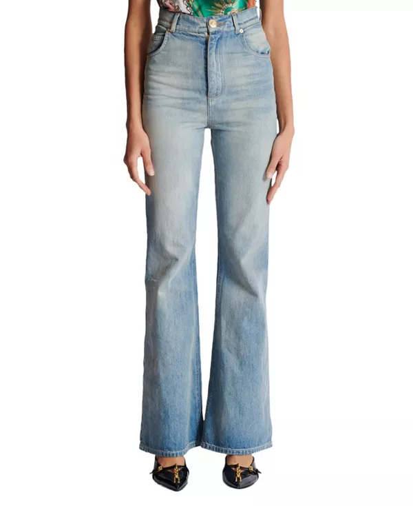 Джинсы-Клеш синего выцветшего денима Balmain, синий
Джинсы-Клеш синего выцветшего денима Balmain, синий