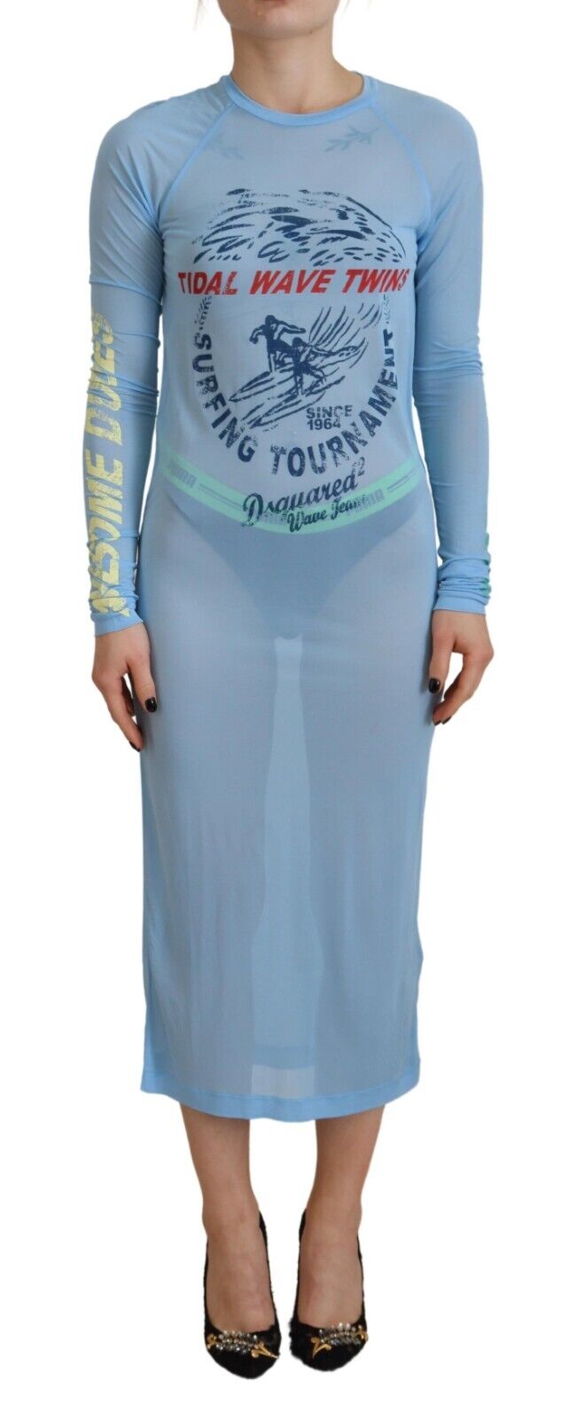 Синее платье-накидка из вискозы с принтом и длинными рукавами Dsquared2
Синее платье-накидка из вискозы с принтом и длинными рукавами Dsquared2