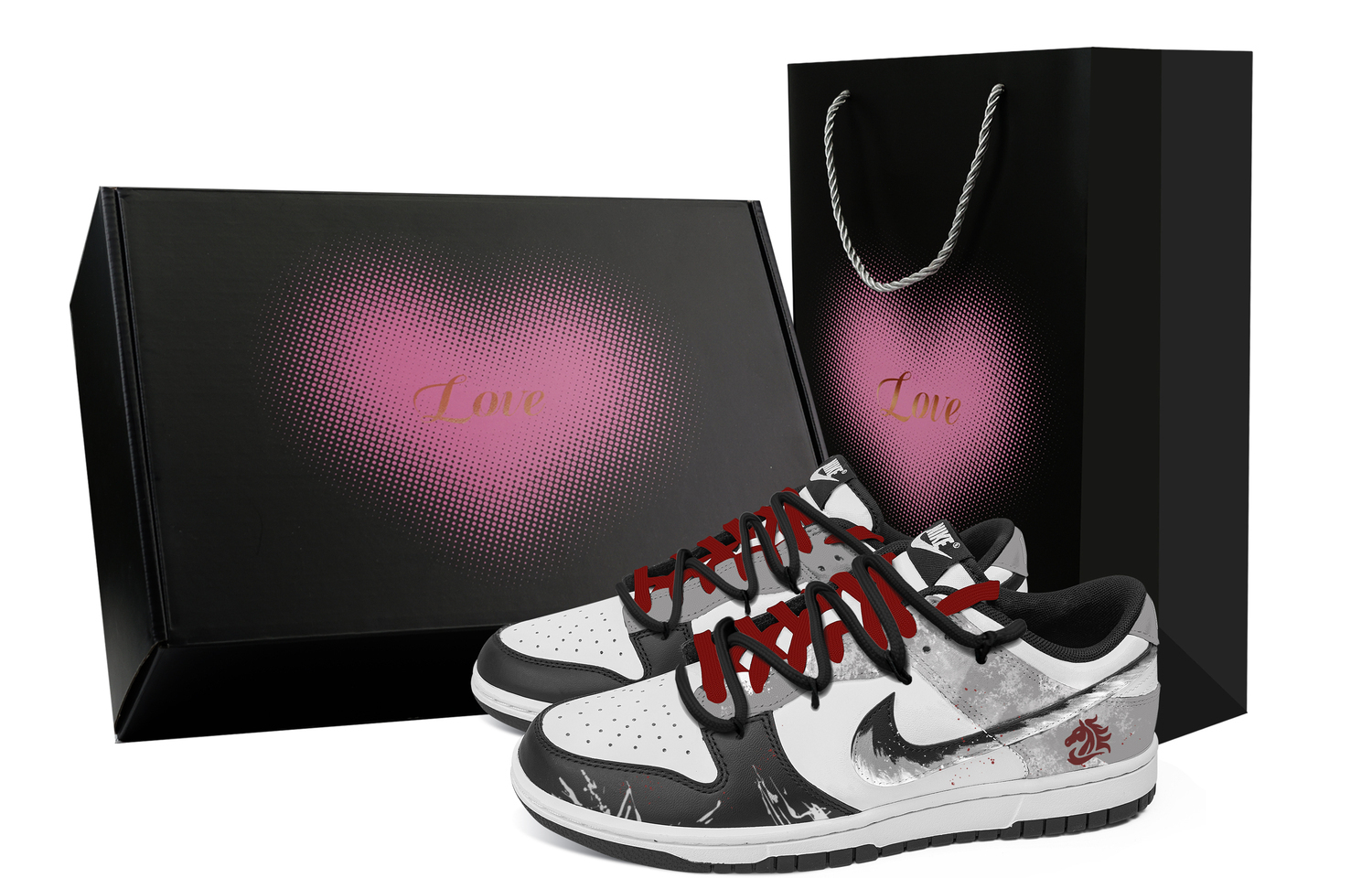 Nike Dunk Brocade Saddle Reflecting Snow, Heart Box Abrasion Resistant Low top Skateboard Shoes Unisex Black Gray
Nike Dunk Brocade Saddle Reflecting Snow, Heart Box Abrasion Resistant Low top Skateboard Shoes Unisex Black Gray