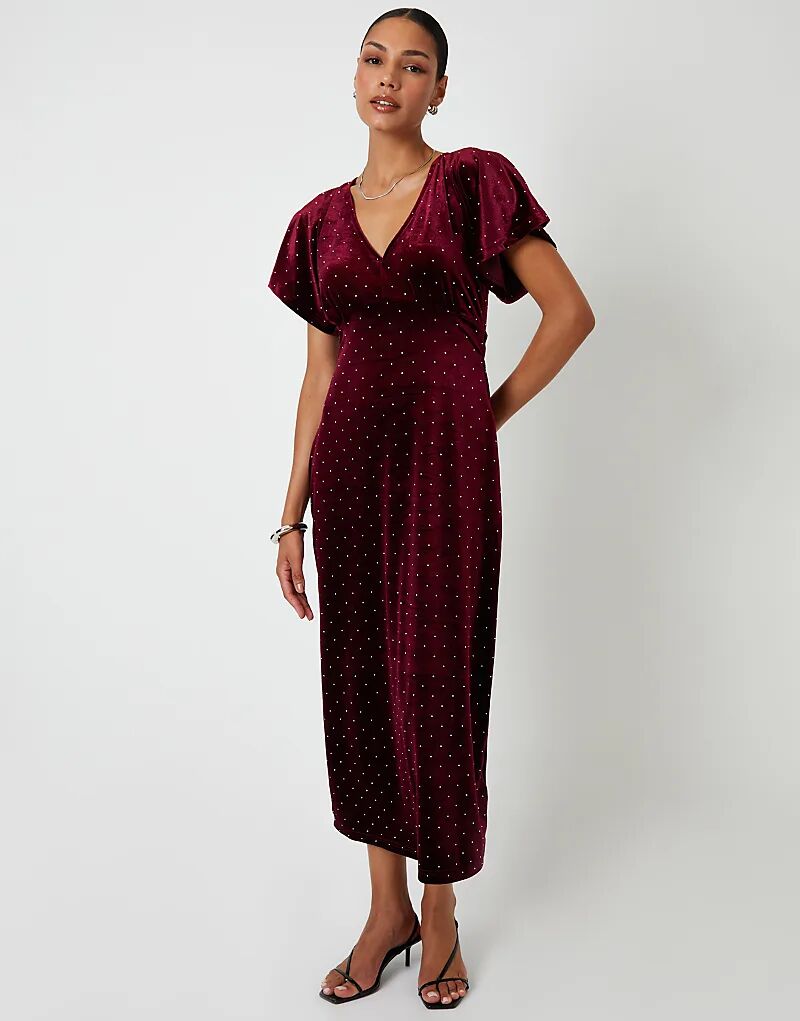 Платье мидакси Threadbare Velvet hotfix под грудью бордового цвета
Платье мидакси Threadbare Velvet hotfix под грудью бордового цвета