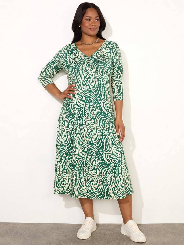 Изящное трикотажное платье с завитушками Live Unlimited, зеленый 
Изящное трикотажное платье с завитушками Live Unlimited, зеленый