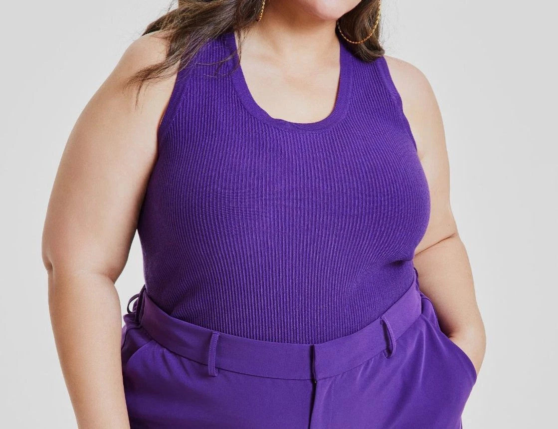 Трендовая ребристая майка-свитер Nina Parker, фиолетовый 
Трендовая ребристая майка-свитер Nina Parker, фиолетовый